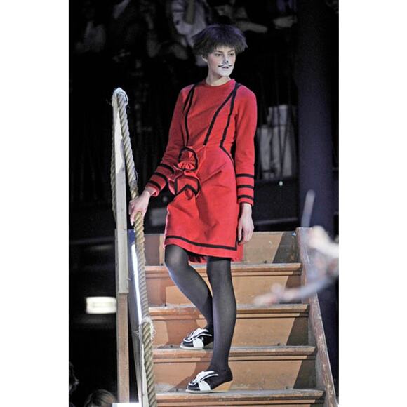 VINTAGE FALL 2008 BERNHARD WILLHELM GOLD CHAIN BLUE/BEIGE WEDGE BOOTIES SZ 7 - Picture 10 of 10